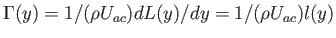 $\Gamma(y) = 1/(\rho U_{ac})dL(y)/dy = 1/(\rho U_{ac})l(y)$